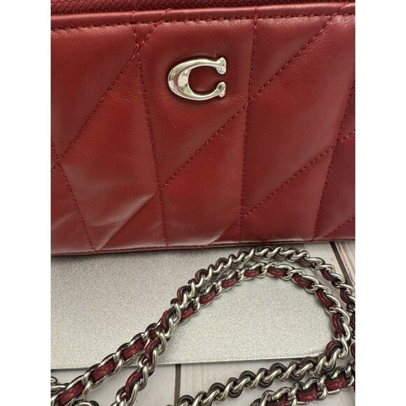 Coach Maroon Red Kira Quilted Leather Silver Crossbody Purse CM531 7.5x4” NWOT - Picture 2 of 9